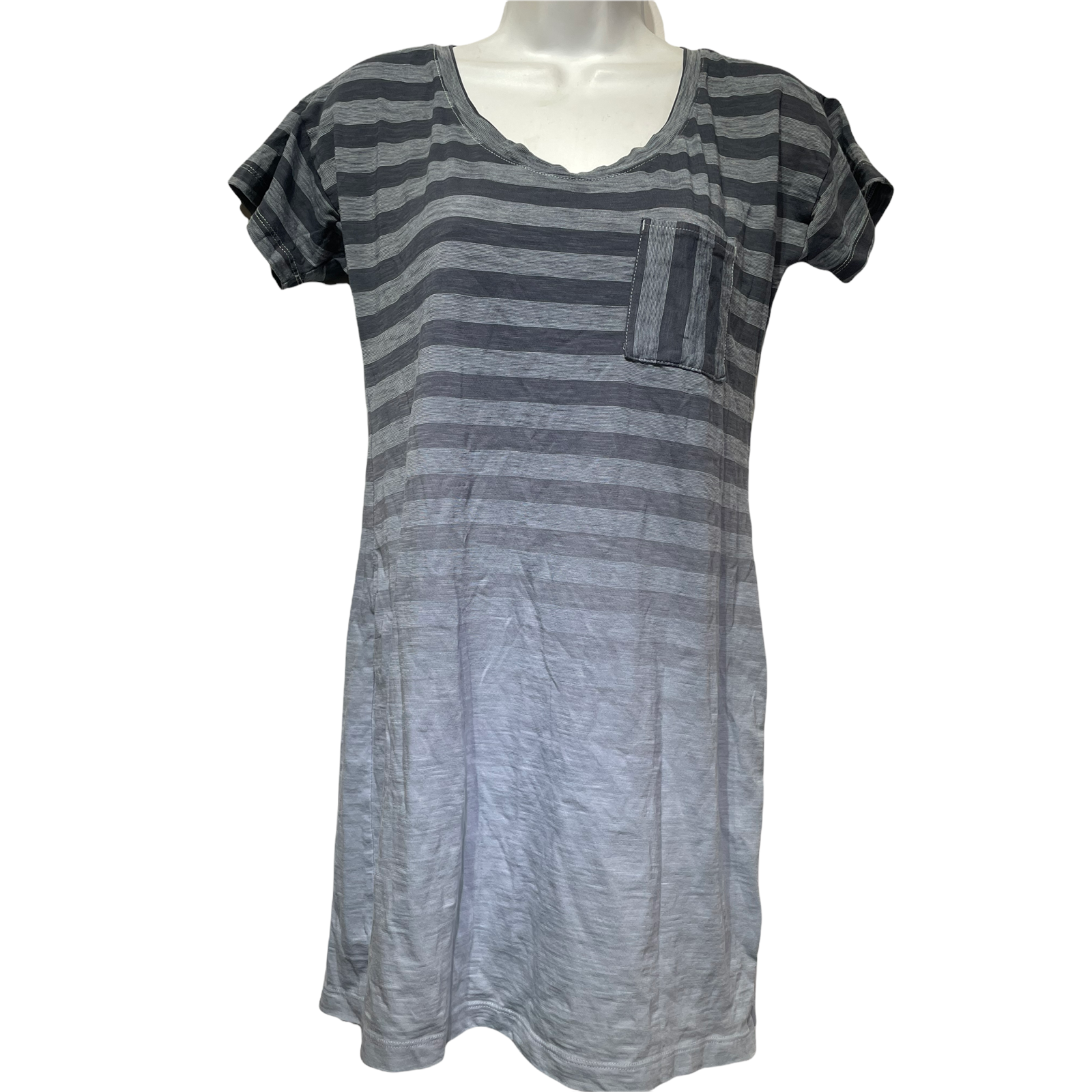 Columbia Women’s Size Xs Gray Stripe Ombre Tunic Short Sleeve Sheer Shirt Dress